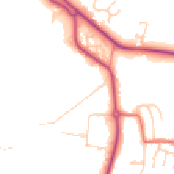 Daytime road noise heatmap for PR7 1NR