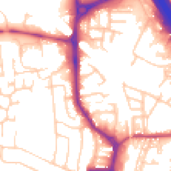Daytime road noise heatmap for PR7 1PB
