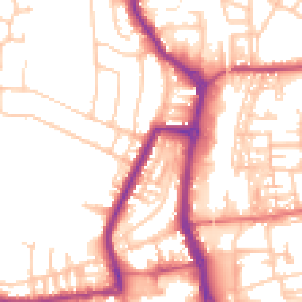 Daytime road noise heatmap for PR7 1QU