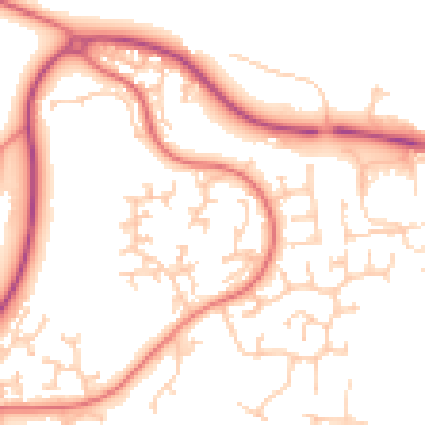 Daytime road noise heatmap for PR7 1SX
