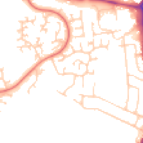 Daytime road noise heatmap for PR7 1UD