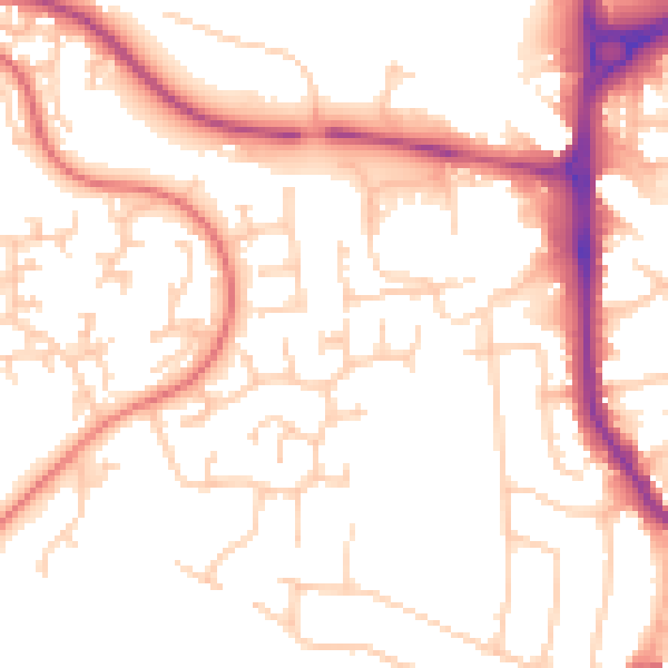Daytime road noise heatmap for PR7 1XH