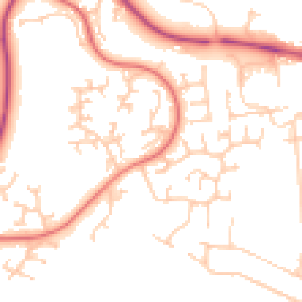 Daytime road noise heatmap for PR7 1XS