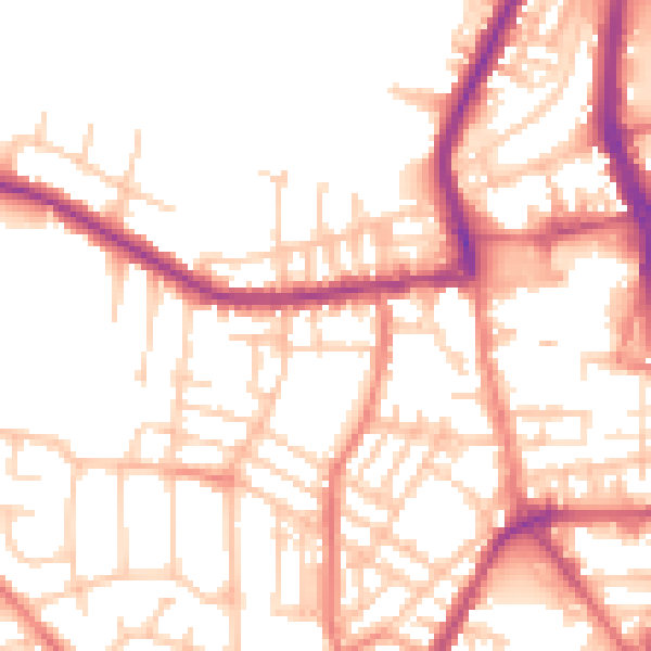 Daytime road noise heatmap for PR7 2BX