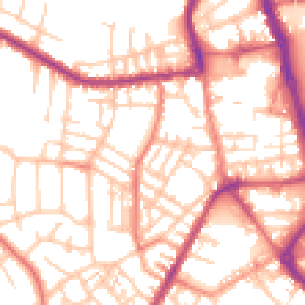 Daytime road noise heatmap for PR7 2DA