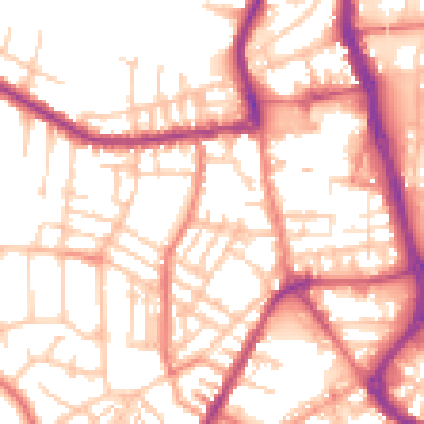 Daytime road noise heatmap for PR7 2DB