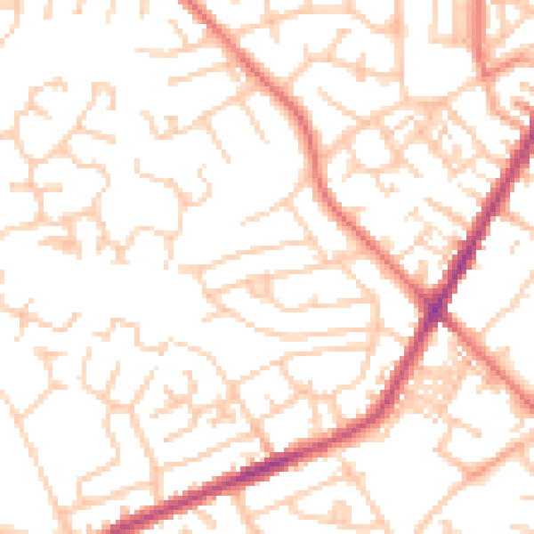 Daytime road noise heatmap for PR7 2JA