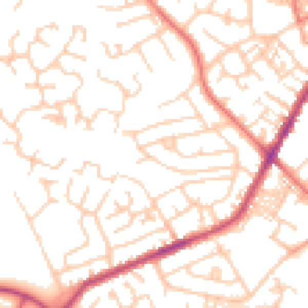Daytime road noise heatmap for PR7 2JG