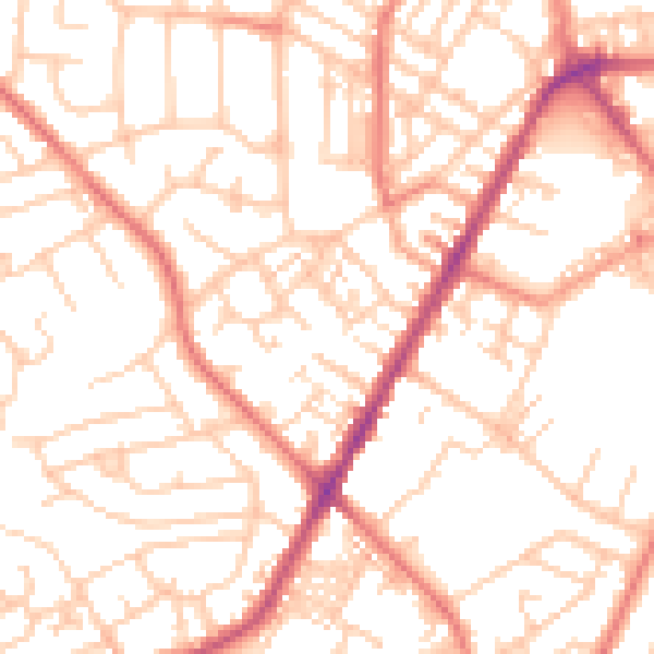 Daytime road noise heatmap for PR7 2JT
