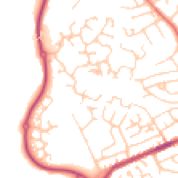 Daytime road noise heatmap for PR7 2JZ