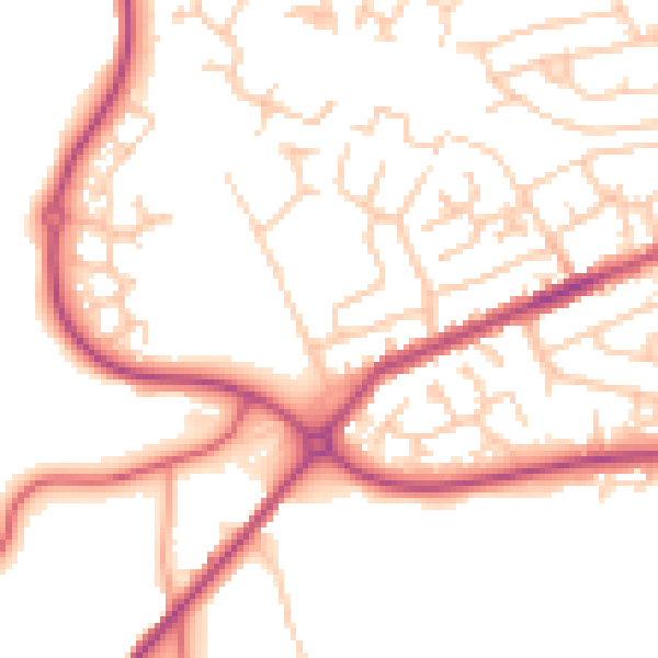 Daytime road noise heatmap for PR7 2NH