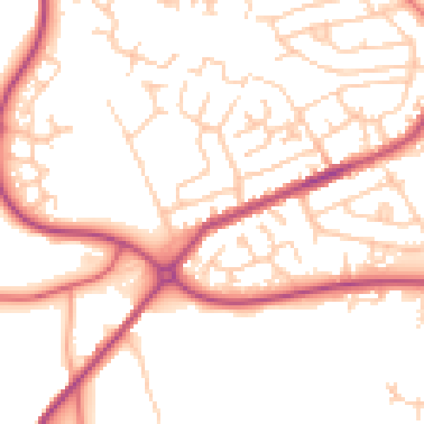 Daytime road noise heatmap for PR7 2NW