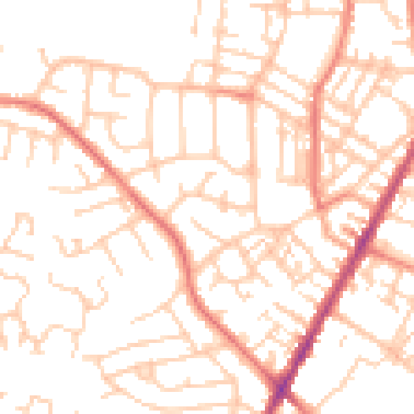 Daytime road noise heatmap for PR7 2PE