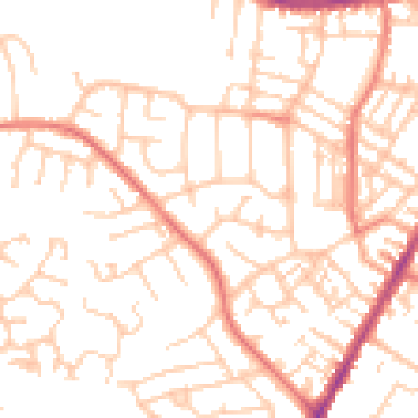 Daytime road noise heatmap for PR7 2PQ