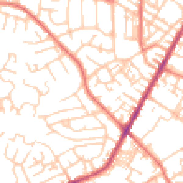 Daytime road noise heatmap for PR7 2PW