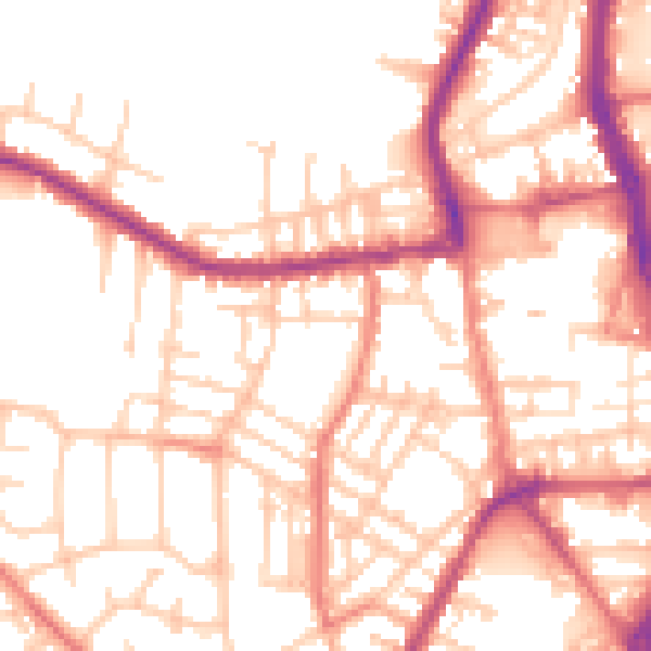 Daytime road noise heatmap for PR7 2TH