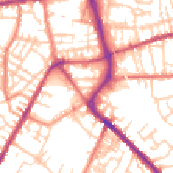 Daytime road noise heatmap for PR7 3AE