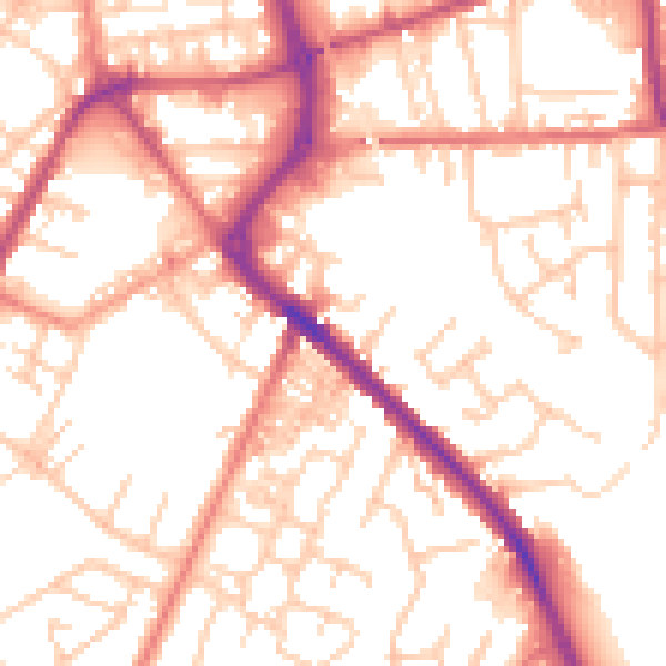 Daytime road noise heatmap for PR7 3AS