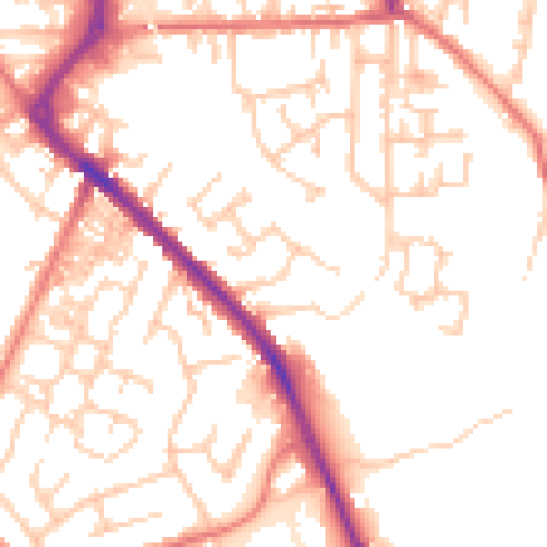 Daytime road noise heatmap for PR7 3AX