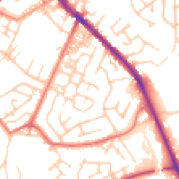 Daytime road noise heatmap for PR7 3BF