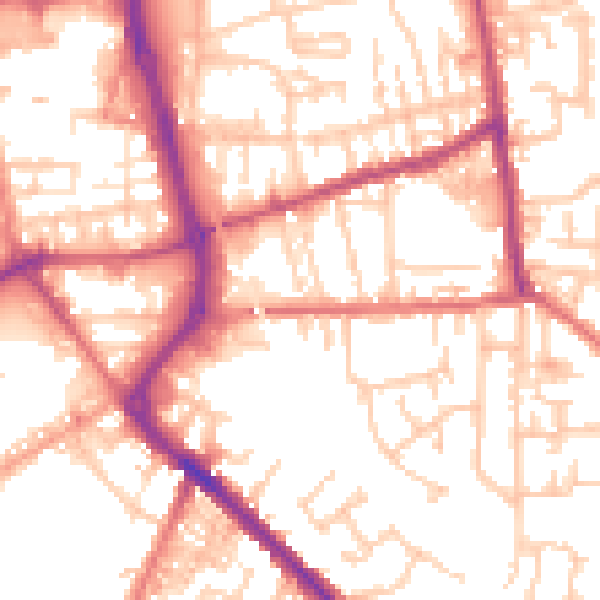 Daytime road noise heatmap for PR7 3BS