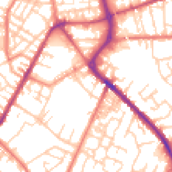 Daytime road noise heatmap for PR7 3EB