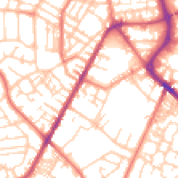 Daytime road noise heatmap for PR7 3FQ