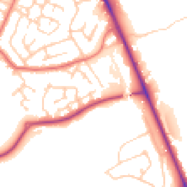 Daytime road noise heatmap for PR7 3FU