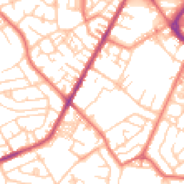 Daytime road noise heatmap for PR7 3HW