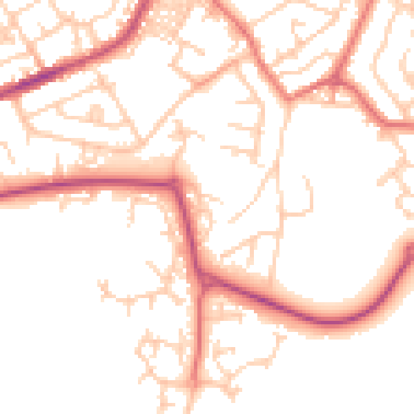 Daytime road noise heatmap for PR7 3LR