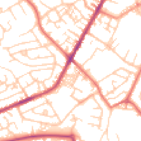 Daytime road noise heatmap for PR7 3NH