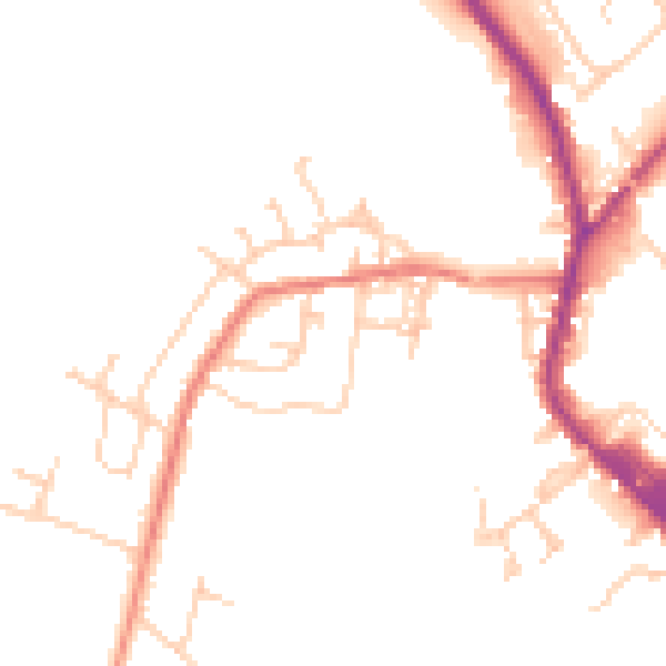 Daytime road noise heatmap for PR7 4AN