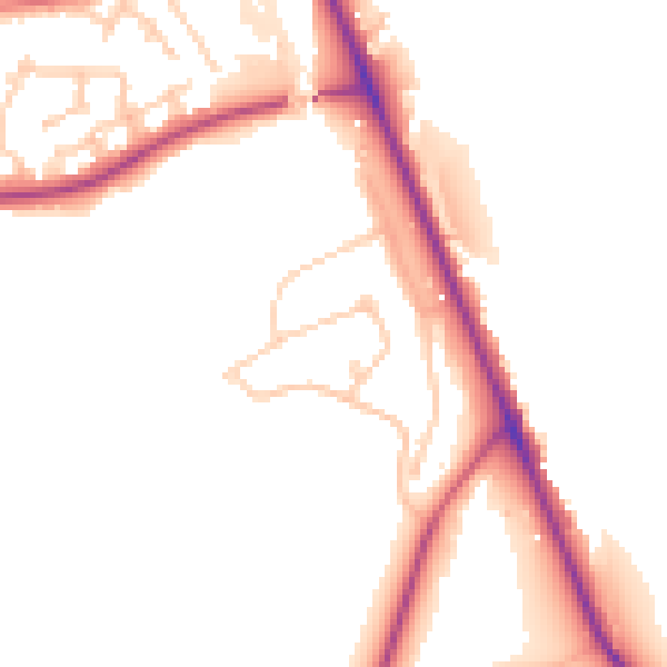 Daytime road noise heatmap for PR7 4AQ