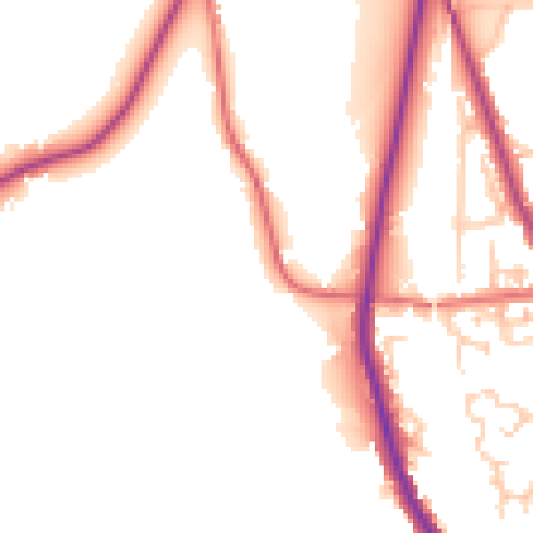 Daytime road noise heatmap for PR7 4DE