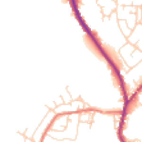 Daytime road noise heatmap for PR7 4DQ
