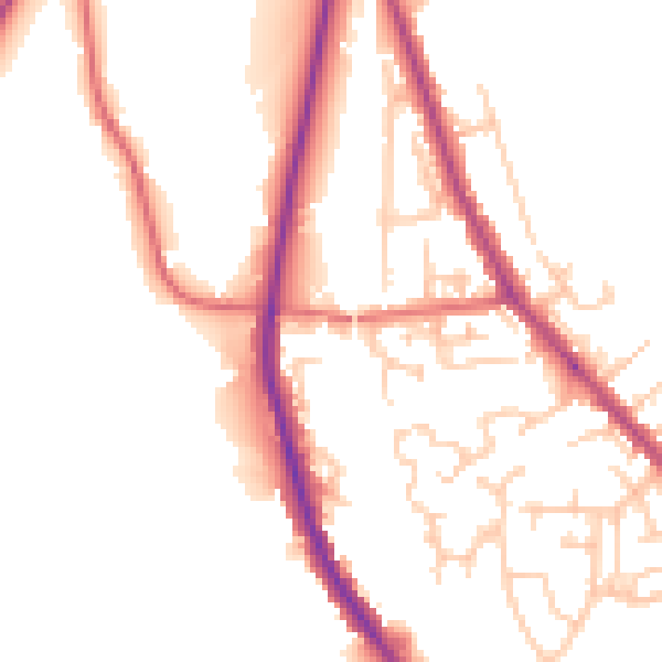Daytime road noise heatmap for PR7 4EE