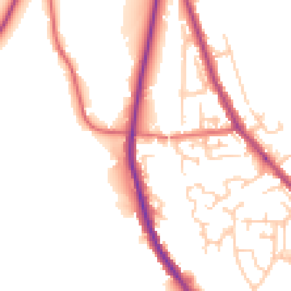 Daytime road noise heatmap for PR7 4EG