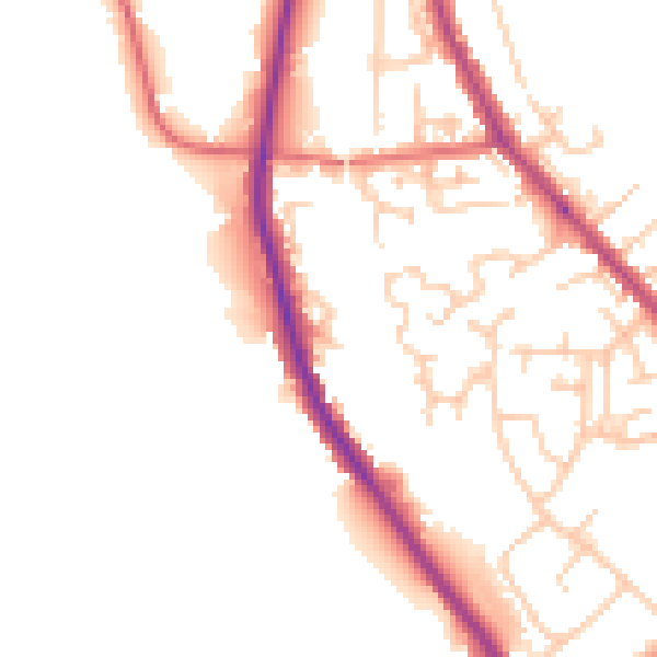 Daytime road noise heatmap for PR7 4EN