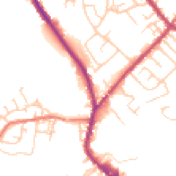 Daytime road noise heatmap for PR7 4EX