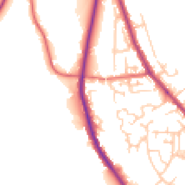 Daytime road noise heatmap for PR7 4EY