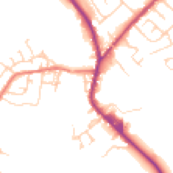 Daytime road noise heatmap for PR7 4HQ