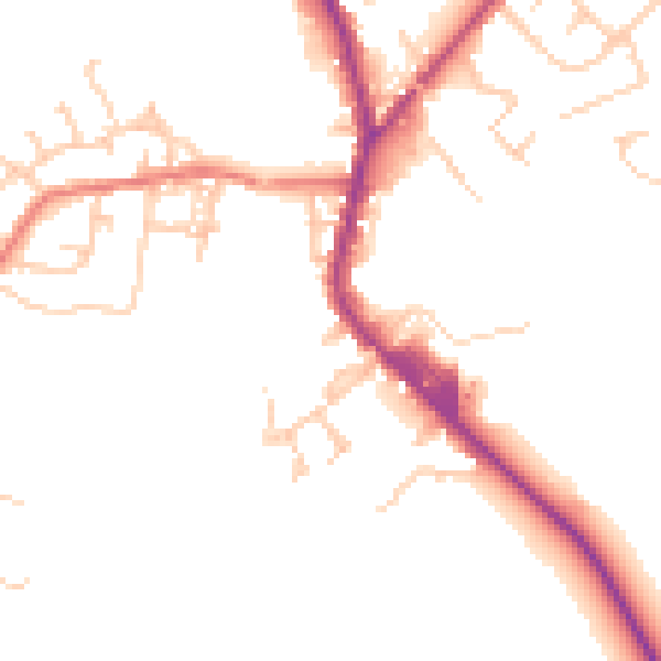 Daytime road noise heatmap for PR7 4HR