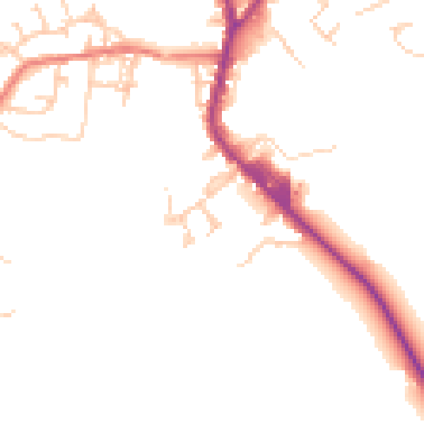 Daytime road noise heatmap for PR7 4HW