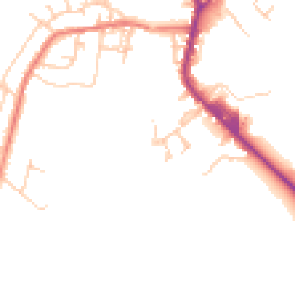 Daytime road noise heatmap for PR7 4HX