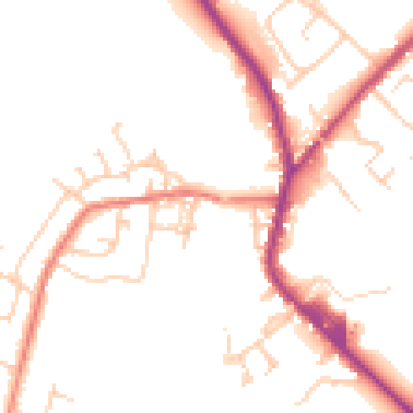 Daytime road noise heatmap for PR7 4HY