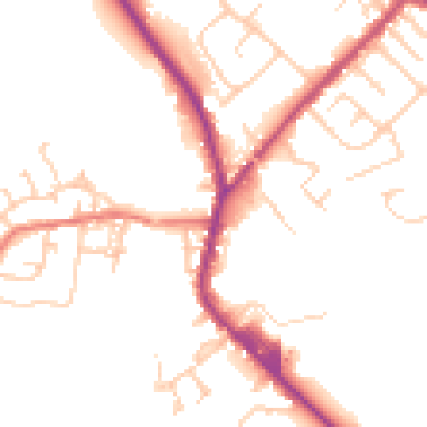 Daytime road noise heatmap for PR7 4JA