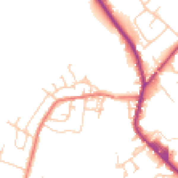 Daytime road noise heatmap for PR7 4JD