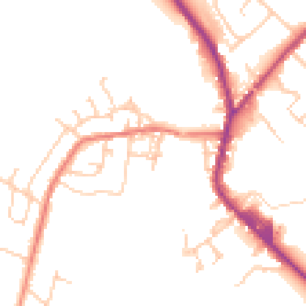 Daytime road noise heatmap for PR7 4JL