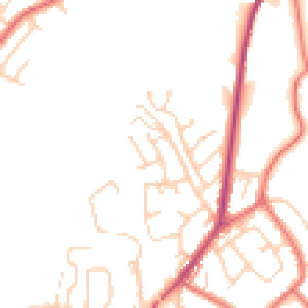 Daytime road noise heatmap for PR7 4NU