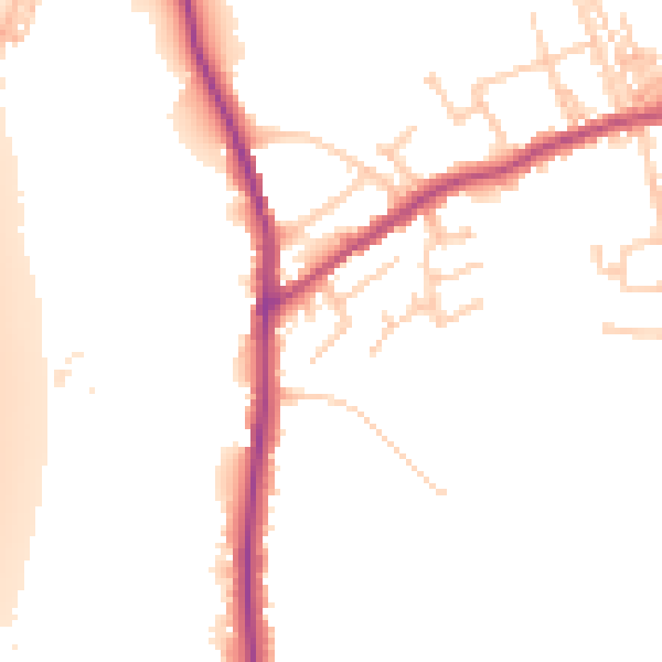 Daytime road noise heatmap for PR7 5DG